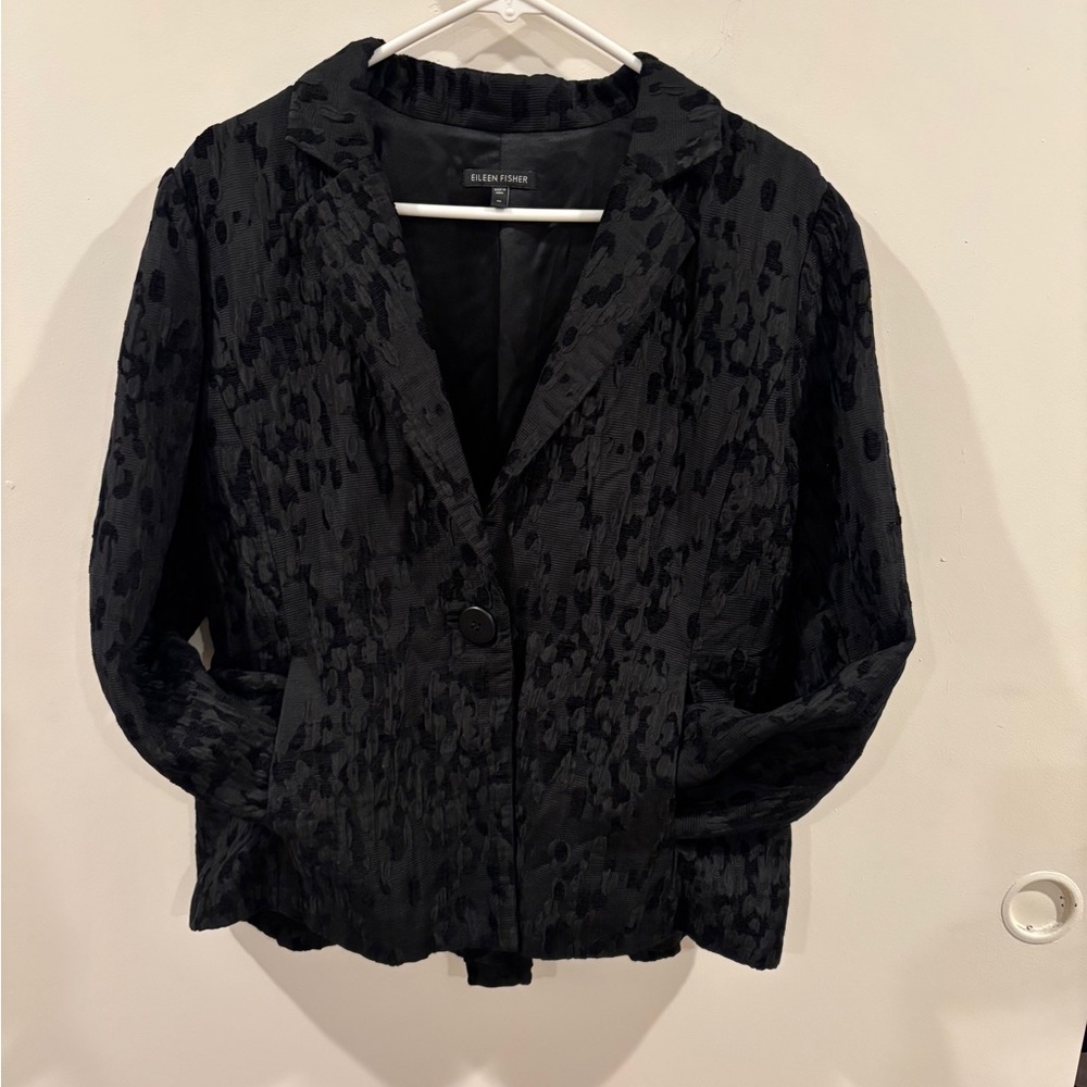 Eileen Fisher Black Patterned Blazer
